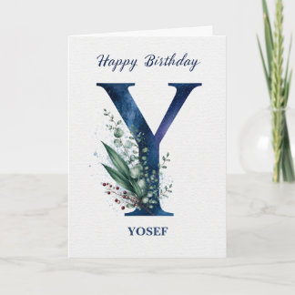 Carte Lettre Y Anniversaire pour lui Nom Personnalisé Bl