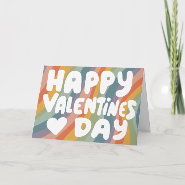 Carte Lettres bulles Valentine Muted Rainbow Stripes (Devant)