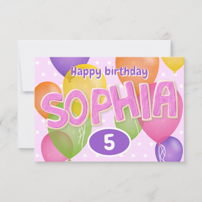 Carte lettres coupures roses cookies anniversaire Sophia (Devant)