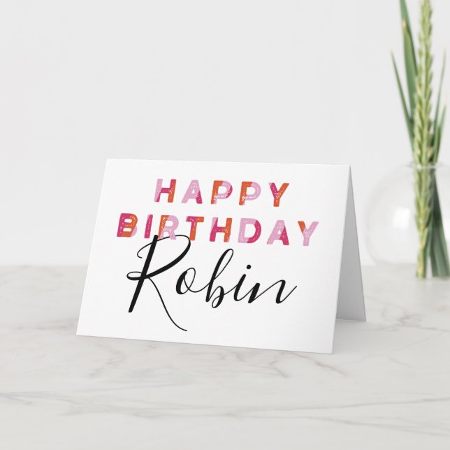 Carte Lettres roses Style simple Personnalisé Anniversai (Devant)