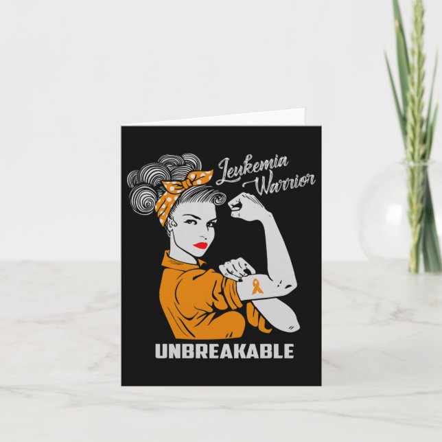 Carte Leucémie Guerrier Incassable Conscience Cadeau Com (Devant)