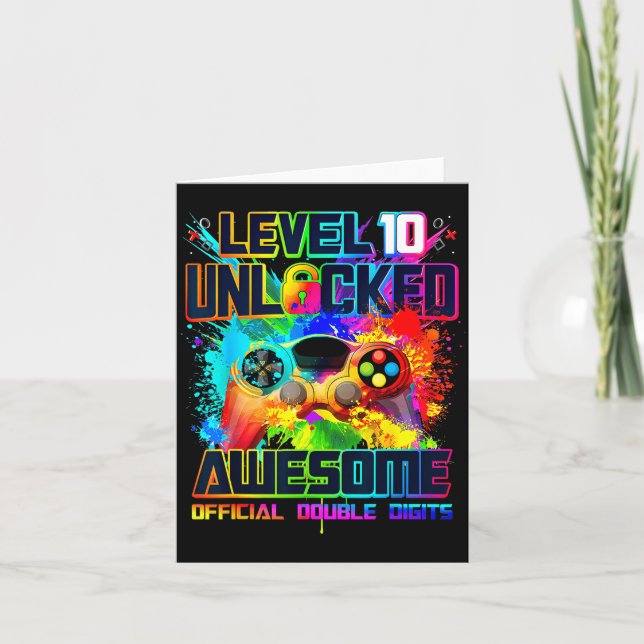 Carte Level 10 Unlocked Awesome Gaming Birthday Boy 10th (Devant)