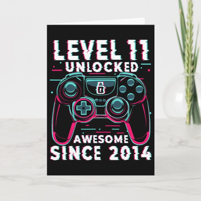 Carte Level 11 Unlocked Video Game 11th Birthday Gamer B (Devant)
