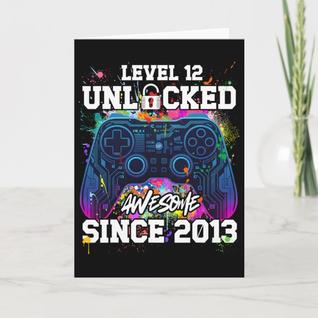 Carte Level 12 Unlocked Awesome Since 2013 12th Birthday (Devant)