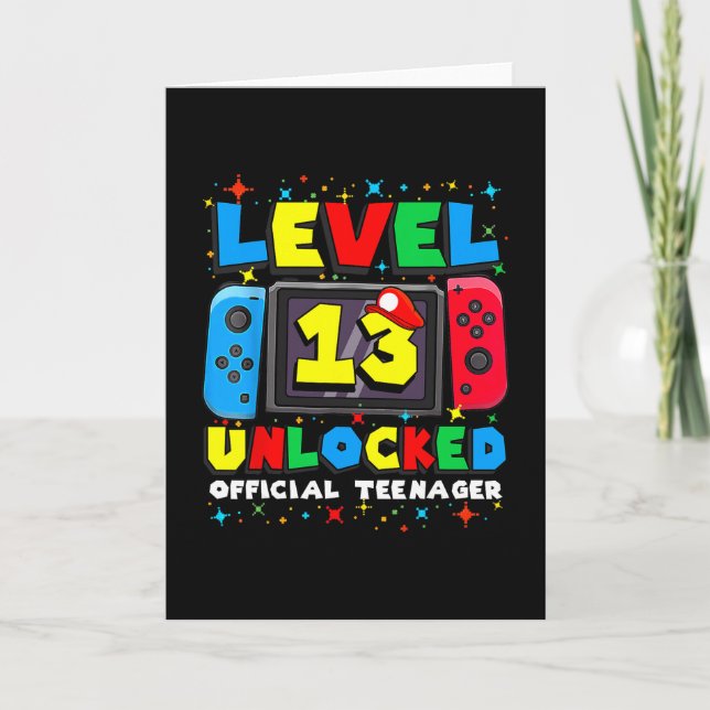 Carte Level 13 Unlocked Gamer 13th Birthday Gift Video G (Devant)