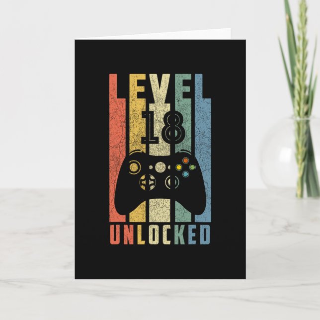 Carte Level 18 Unlocked 18th Video Gamer Birthday Boy Gi (Devant)