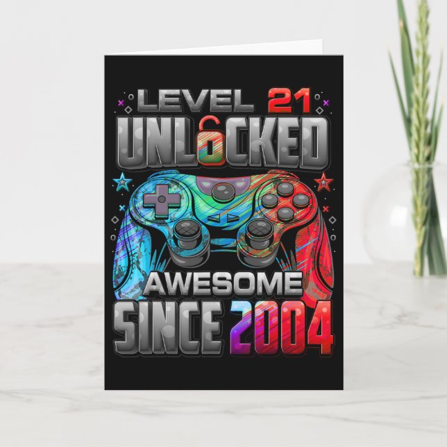 Carte Level 21 Unlocked Awesome Since 2004 21st Birthday (Devant)