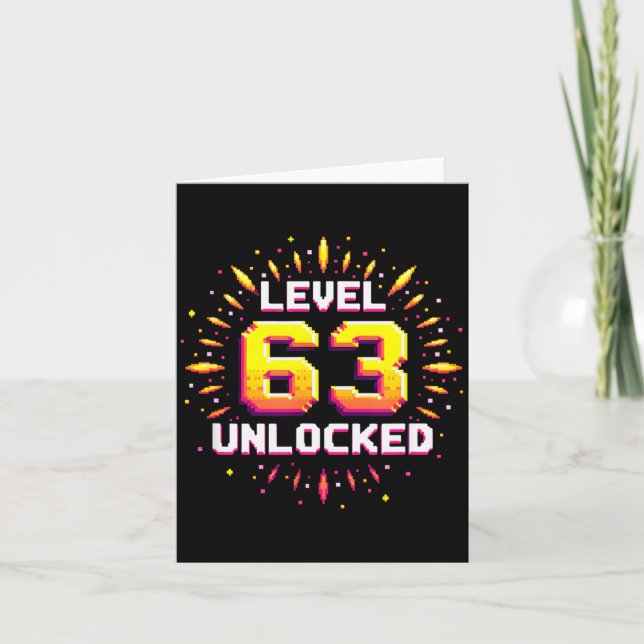 Carte Level 63 Unlocked Birthday Gift Gamer Milestone  (Devant)