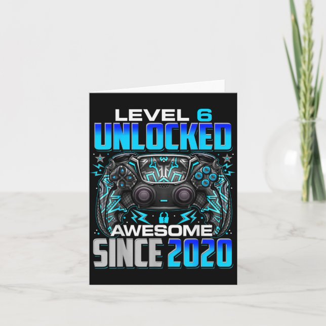Carte Level 6 Unlocked Awesome Since 2020 6th Birthday G (Devant)