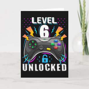 Carte Level 6 Vidéo Game 6th Birthday Gamer Gif