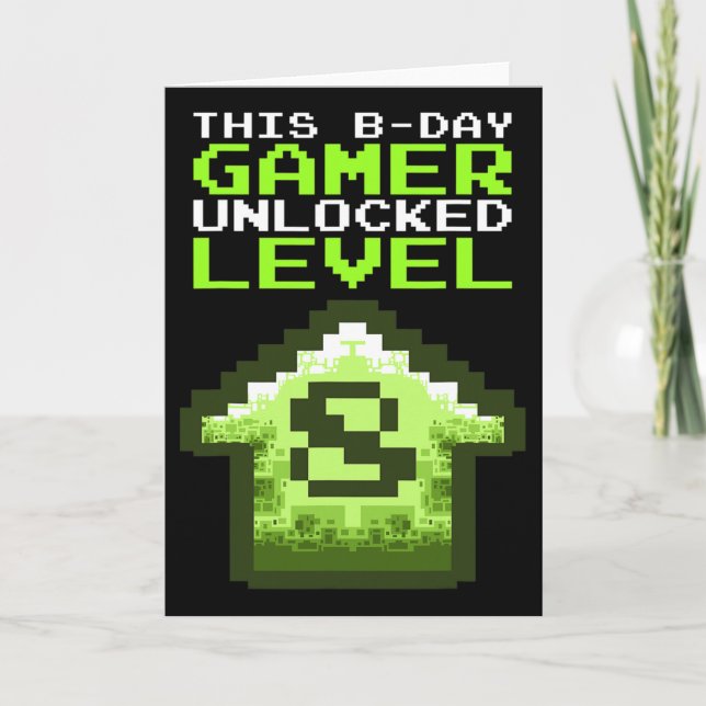 Carte Level 8 Unlocked Birthday Video Game 8th Birthday  (Devant)