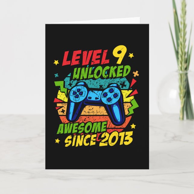 Carte Level 9 Unlocked Awesome 2013 Game 9th Birthday (Devant)