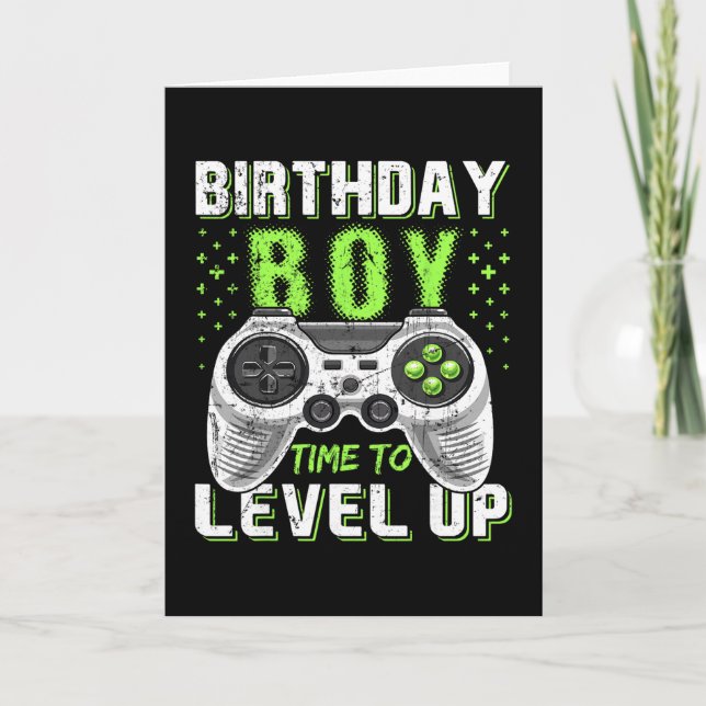 Carte Level Up Birthday Boy Video Game - Clic Fit  (Devant)