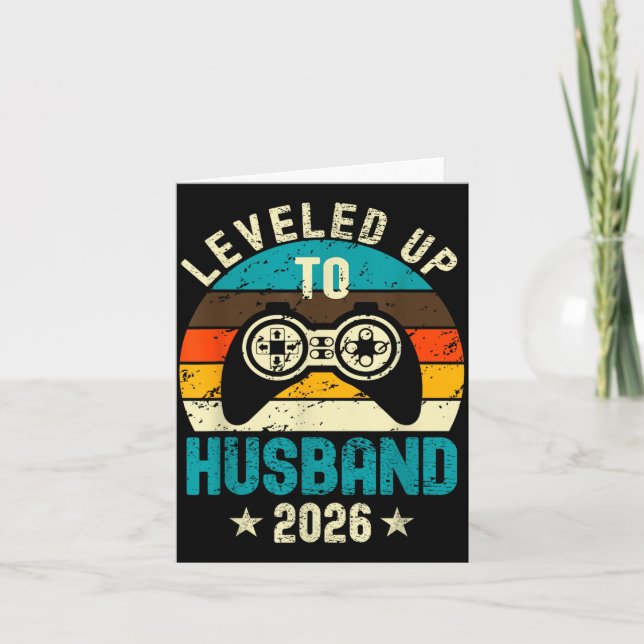 Carte Leveled Up To Husband 2026 Newlywed Groom Just Mar (Devant)