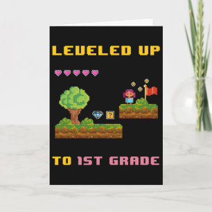Carte Leveling Up 1E Grade Ck To School Shirt Funny Gam