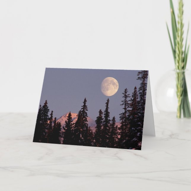 Carte Lever de lune début de l'hiver | Anchorage, Alaska (Devant)