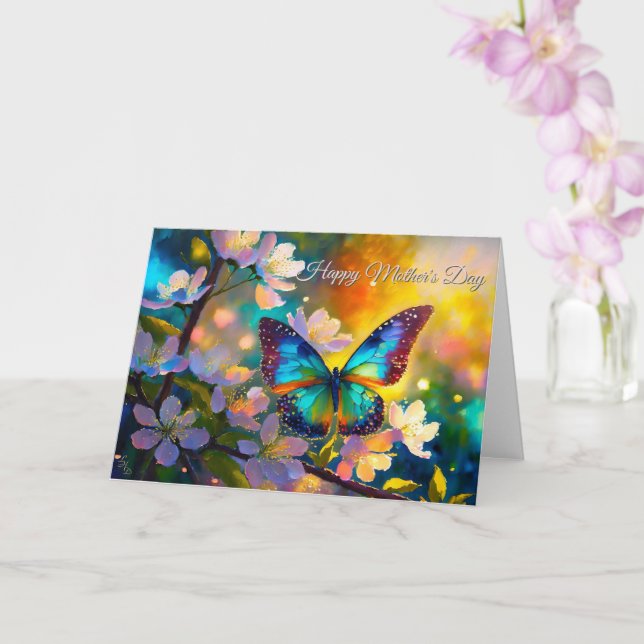 Carte Lever de soleil Fleur de Cerisier Papillon de la F (Orchidée)