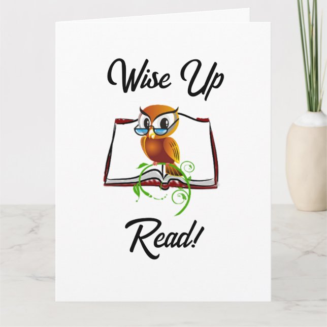 Carte Levez-vous et lisez le livre Owl Funny Kids Cartoo (Devant)
