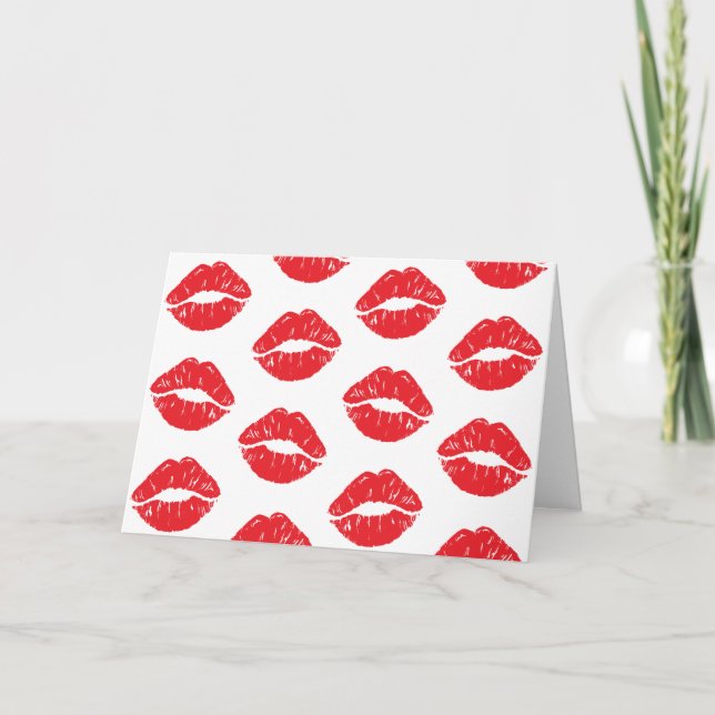 Carte Lèvres Rouges, Rouge À Lèvres, Baiser, Motif Des L (Devant)