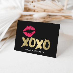 Carte Lèvres XOXO Faux Gold et Rose   Noir
