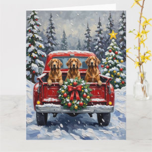Carte Lévrier Afghan camion rouge de Noël vacances