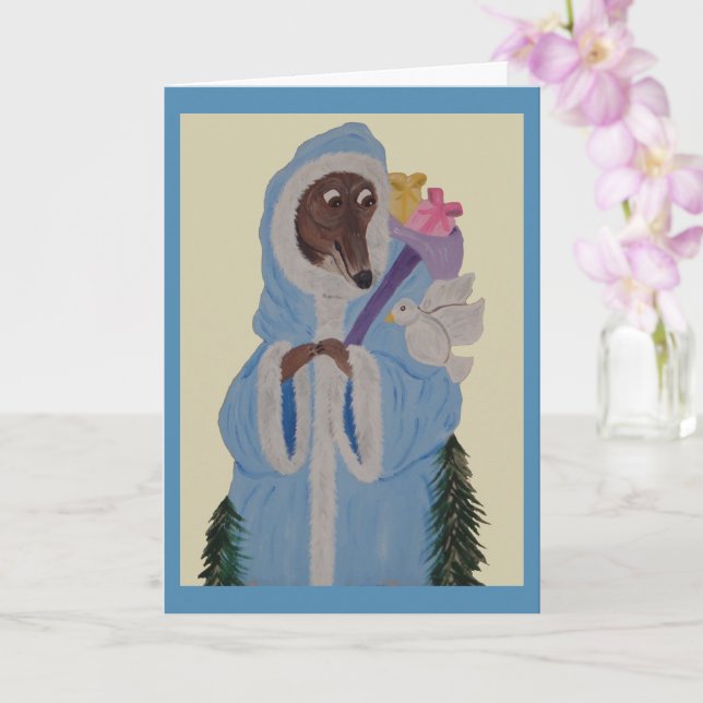 Carte Lévrier avec Colombe Blanche (Orchidée)