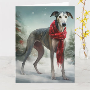 Carte Lévrier dans la neige de Noël