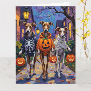 Carte Lévriers Trick-or-Treating en costumes d'Halloween