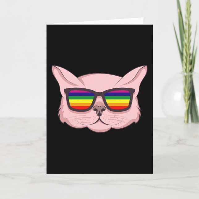 Carte LGBT Chat avec lunettes de soleil LGBT Prith Mois  (Devant)