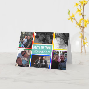 Carte LGBT Rainbow Happy Birthday Photo Collage Salutati