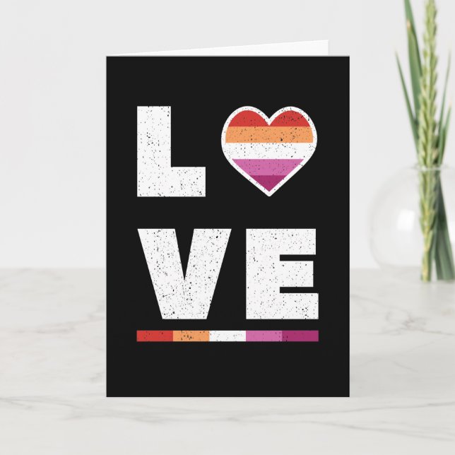 Carte LGBTQ Lesbian Pride Drapeau Distressed Grunge Love (Devant)