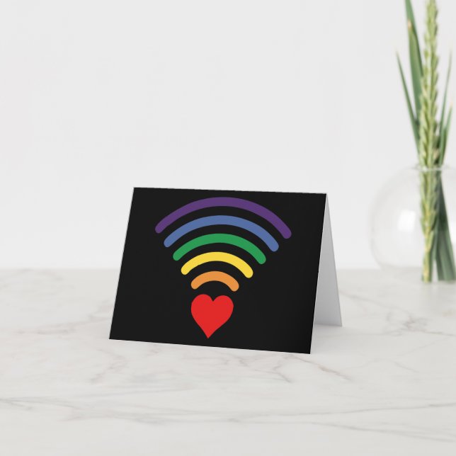 CARTE LGBTQ SORTIE DU COEUR DE RAINBOW (Devant)