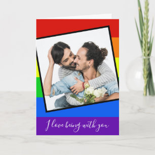 Carte LGBTQ Valentines Jour Couple Photo Custom Arc-en-c