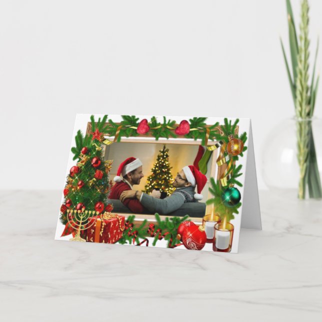 Carte LGBTQIA+ Joyeuses Fêtes Texte d'image subtil Perso (Devant)