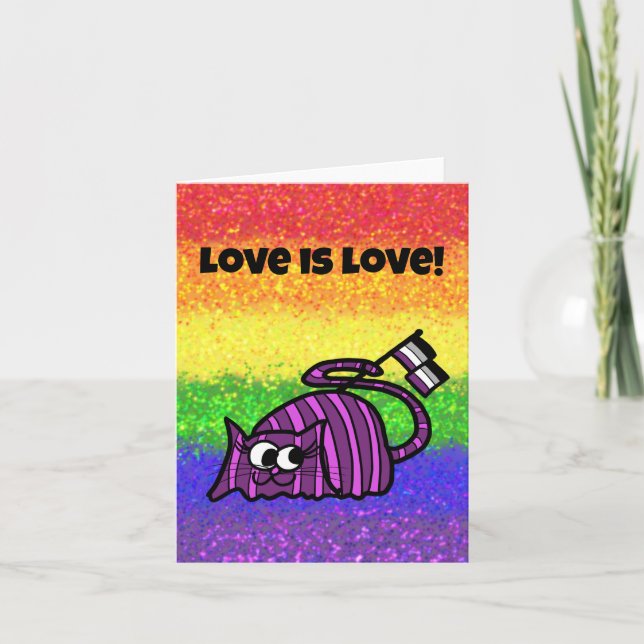 Carte LGBTQIA L'amour est amour Drapeau Asexuel avec Cha (Devant)