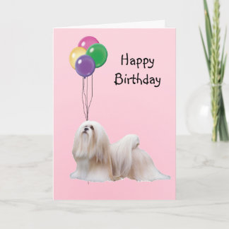 Carte Lhasa Apso, ballons d'anniversaire