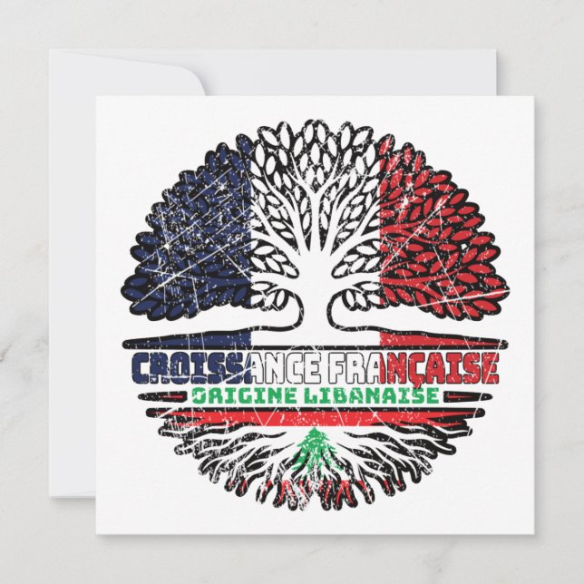 Carte Liban FRANÇAIS Drapeau des racines d'arbres (Devant)