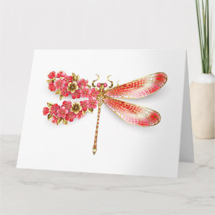 Carte libellule de fleurs avec sakura de bijoux