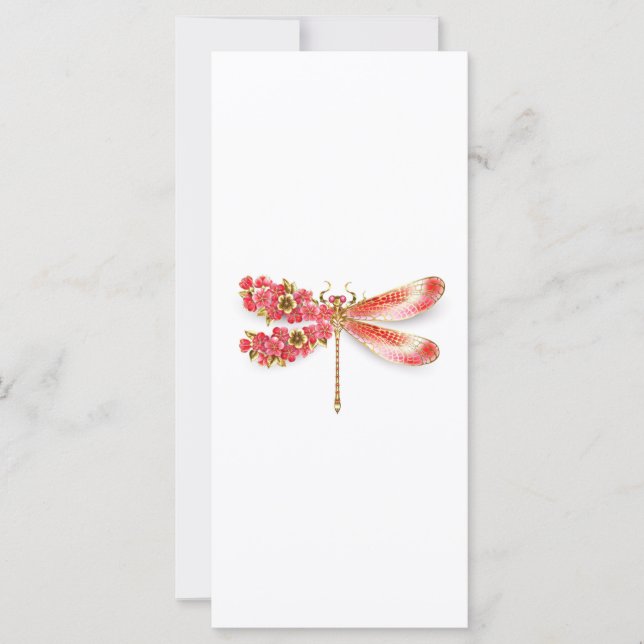 Carte libellule de fleurs avec sakura de bijoux (Devant)
