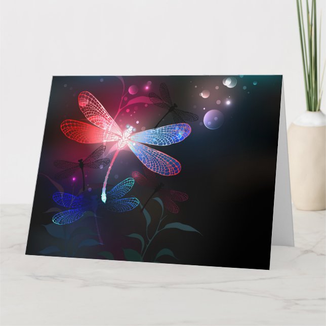 Carte libellule rouge brillante (Devant)