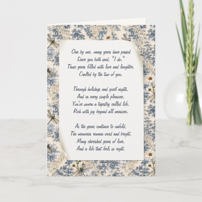 Carte Libellules, marguerites et dentelle d'anniversaire (Devant)