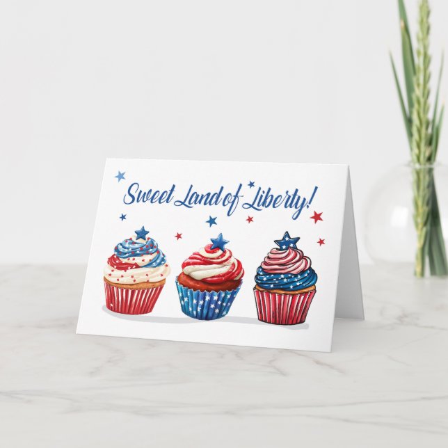 Carte Liberté 4 juillet douce avec des petits gâteaux pa (Devant)