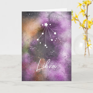 Carte Libra Constellation Zodiac Purple Galaxie
