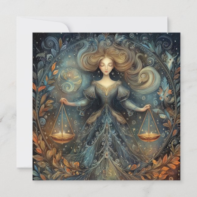 Carte Libra Scales Zodiac Astrology Mystical Birthday (Devant)