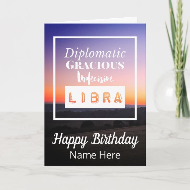 Carte Libra Zodiac Caractéristiques amusantes Anniversai (Devant)