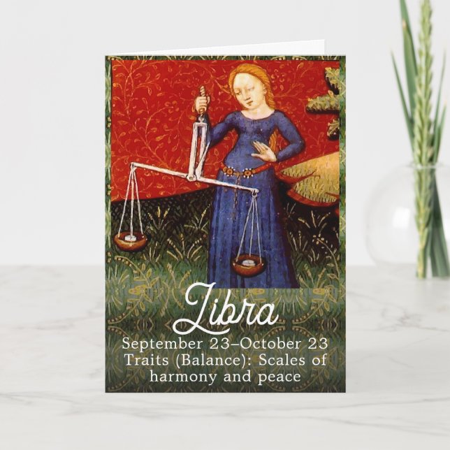 Carte Libra Zodiac Signal Échelles Anniversaire (Devant)