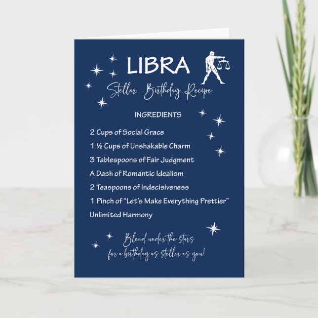 Carte Libra Zodiac Stellar Recette d'anniversaire (Devant)
