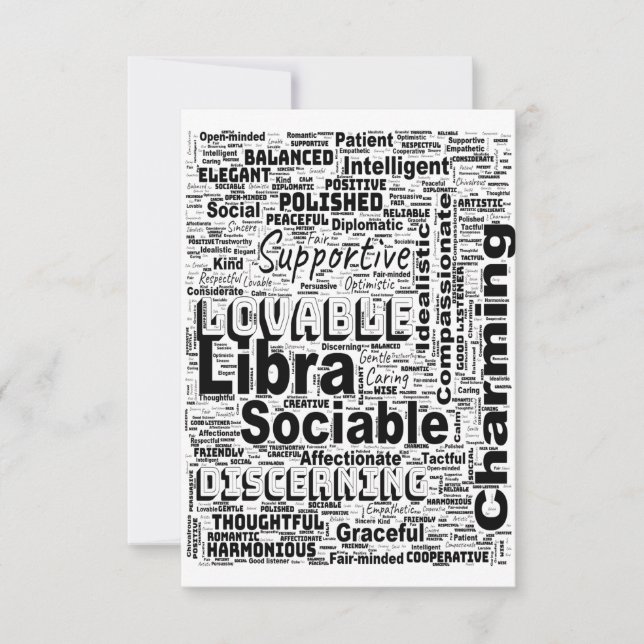 Carte Libra Zodiac Word Cloud Inspiration Salutation (Devant)