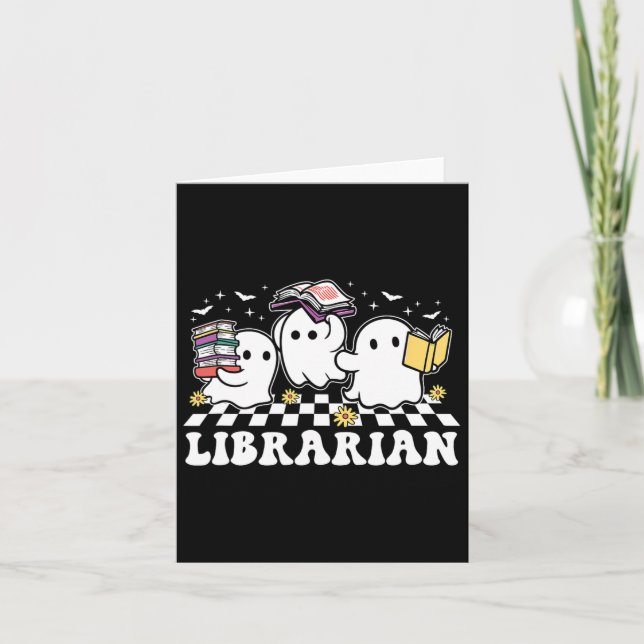 Carte Librairie Cute Ghost Livre Lecture Drôle Halloween (Devant)