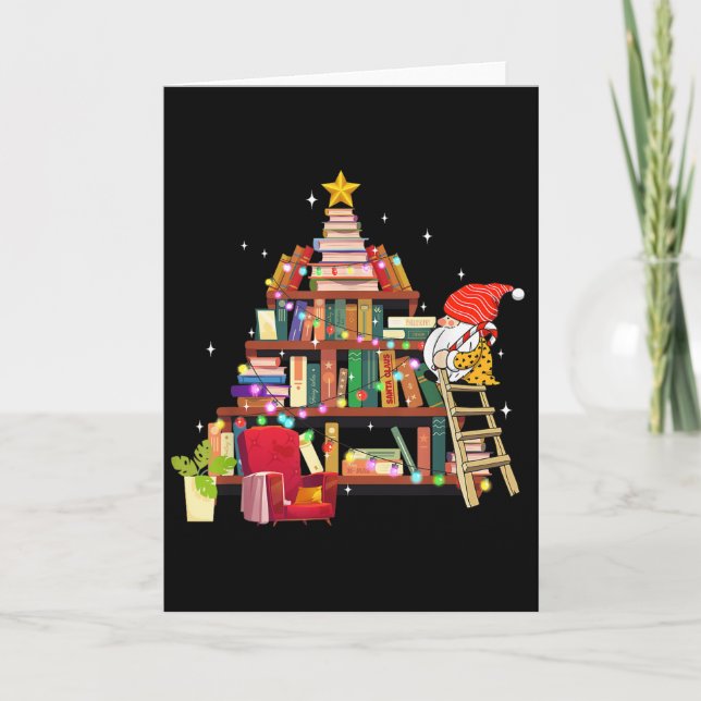 Carte Librarian And Book Lover Christmas Library Tree Li (Devant)